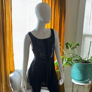 Miley Cyrus & Max Azria Black Sequin-Front Tank Top